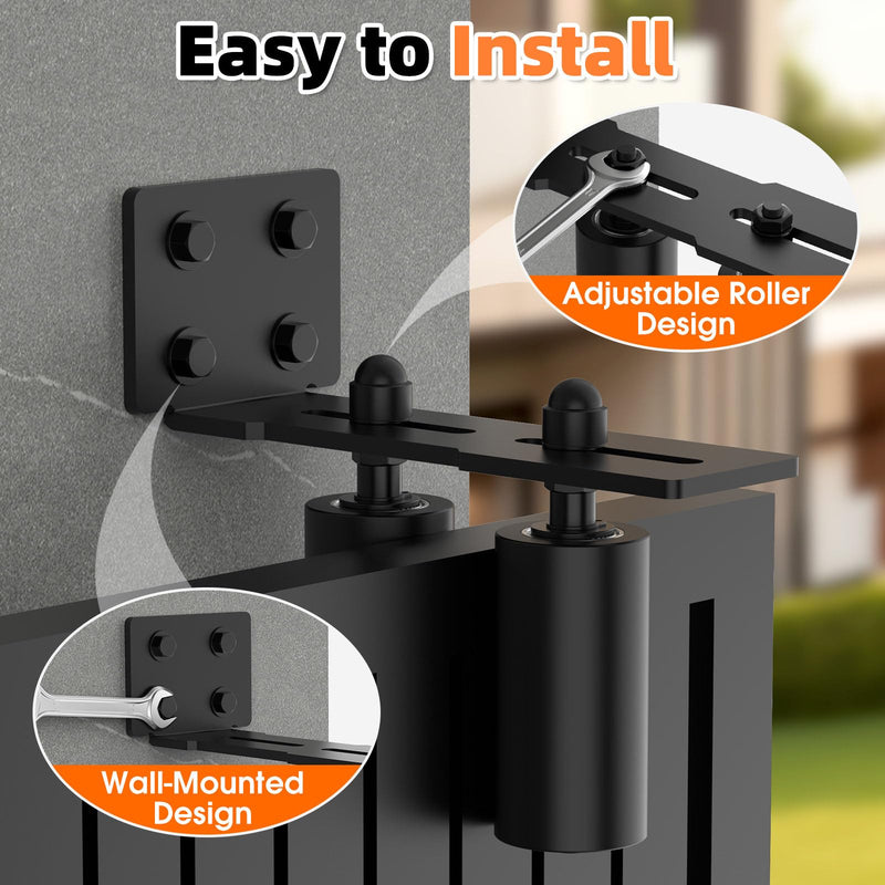 Heavy Duty Sliding Gate Guide Roller Hardware Kit, 4" Black Nylon Wheels with Steel L-Bracket, Adjustable Slide Gate Guide Roller for Rolling Door, Wood, Garage (Black-1pc, 4in) Black-1pc