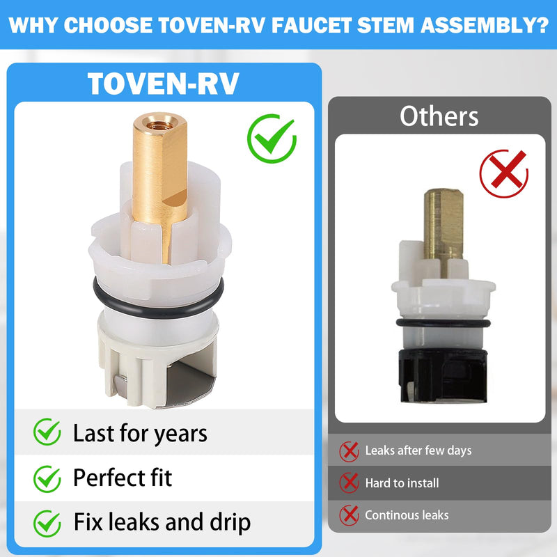 RP25513 Faucet Stem Assembly Replacement with RP4993 Seats and Springs, Compatible with Delta Two-Handle Bathroom, Kitchen, and Tub Faucets, 1/4 Turn Stop Repair Kit (2-Pack)