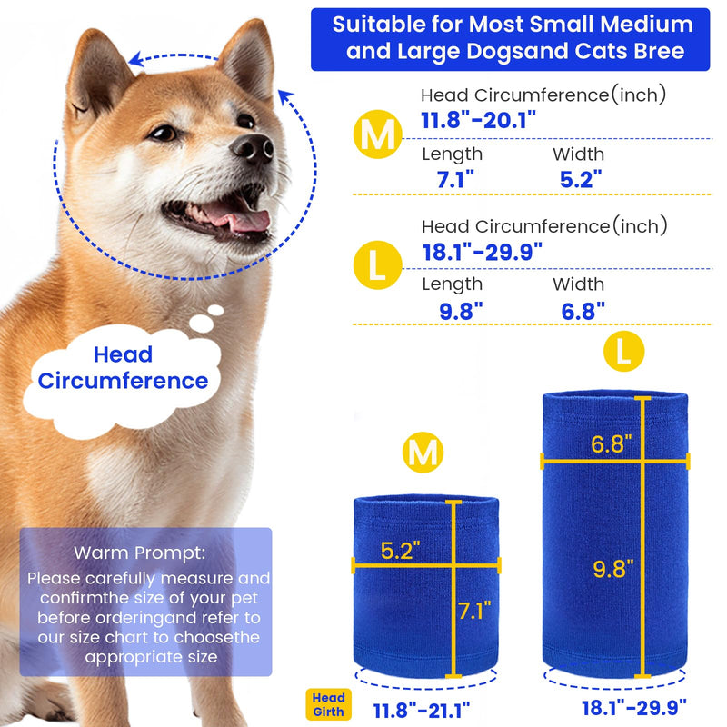 Quiet Dog Ear Muffs 1Pack, Anxiety Relief & Dog Ear Muffs Noise Protection for Grooming, Bathing, Fireworks, and Thunder – Soft Elastic Head and Ear (Medium, Blue) Medium