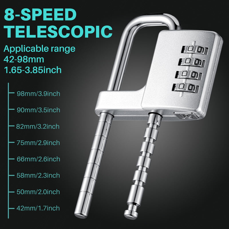 Gisafai 2 Pcs 4 Digit Combination Cabinet Lock U Shaped Code Gym 2.51 x 4.6 Inch Adjustable Padlock Metal Long Shackle Lock for Under 0.6" Width Outdoor College Fences Sports Lockers Gym