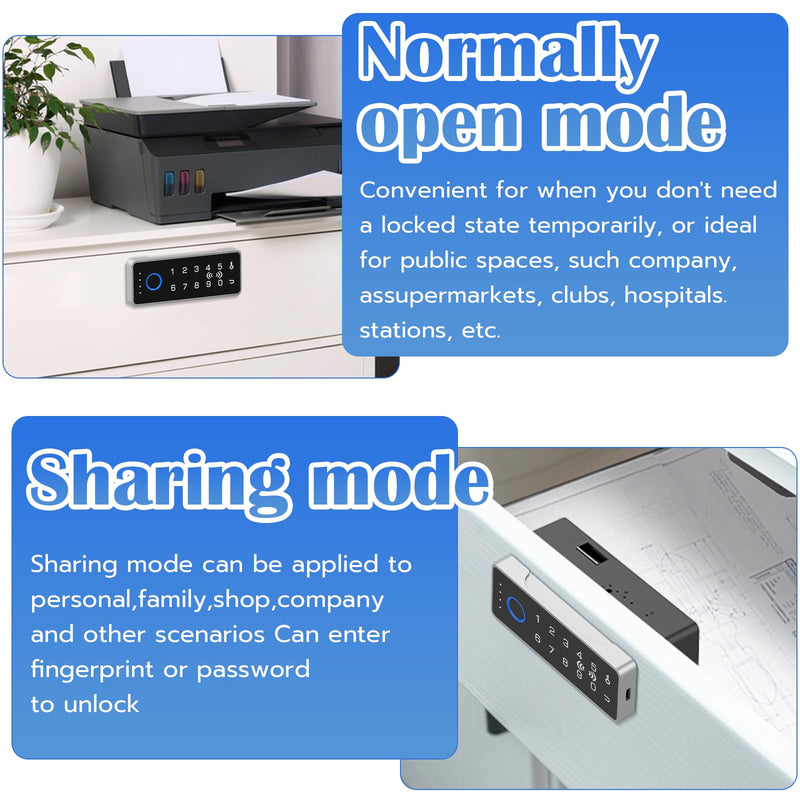 Eseesmart Smart Cabinet Lock, Magnetic Digital Electronic RFID Keyless Bluetooth Child Safety Baby Proofing Safe Drawer Locks for Adults Cupboard Closet Liquor File Dresser Desk Silver Horizontal