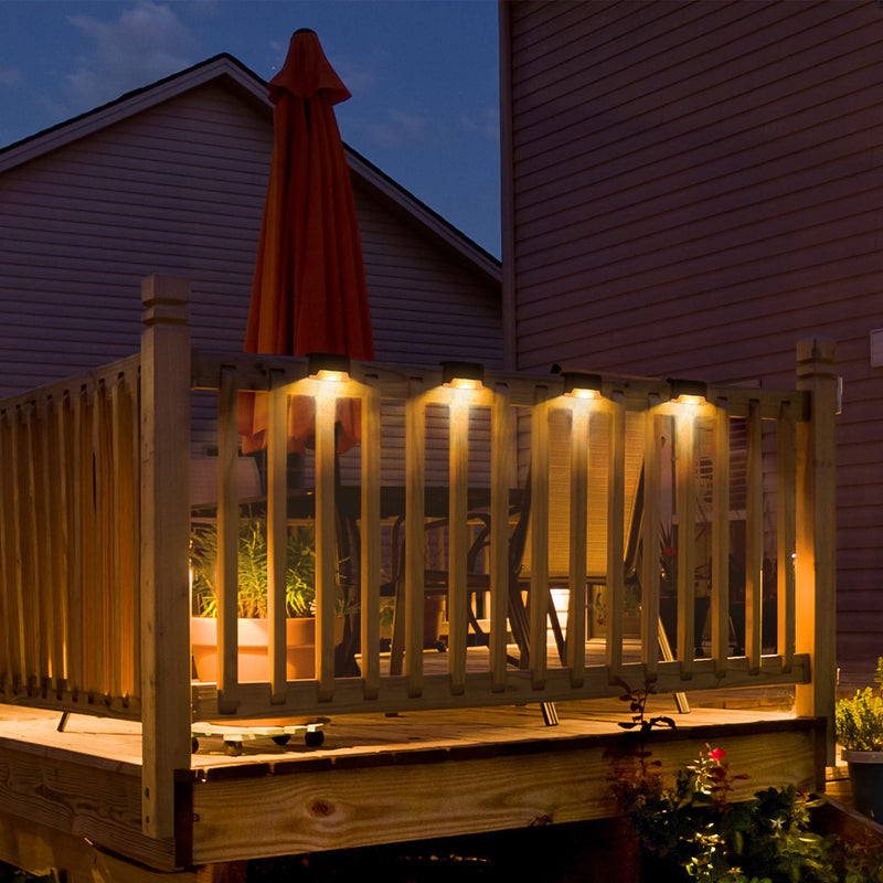 SOLPEX Solar Deck Lights 12 Pack, Waterproof Led Lights for Outdoor Stairs, Step, Fence, Yard, Patio, and Pathway(Warm White) Brown