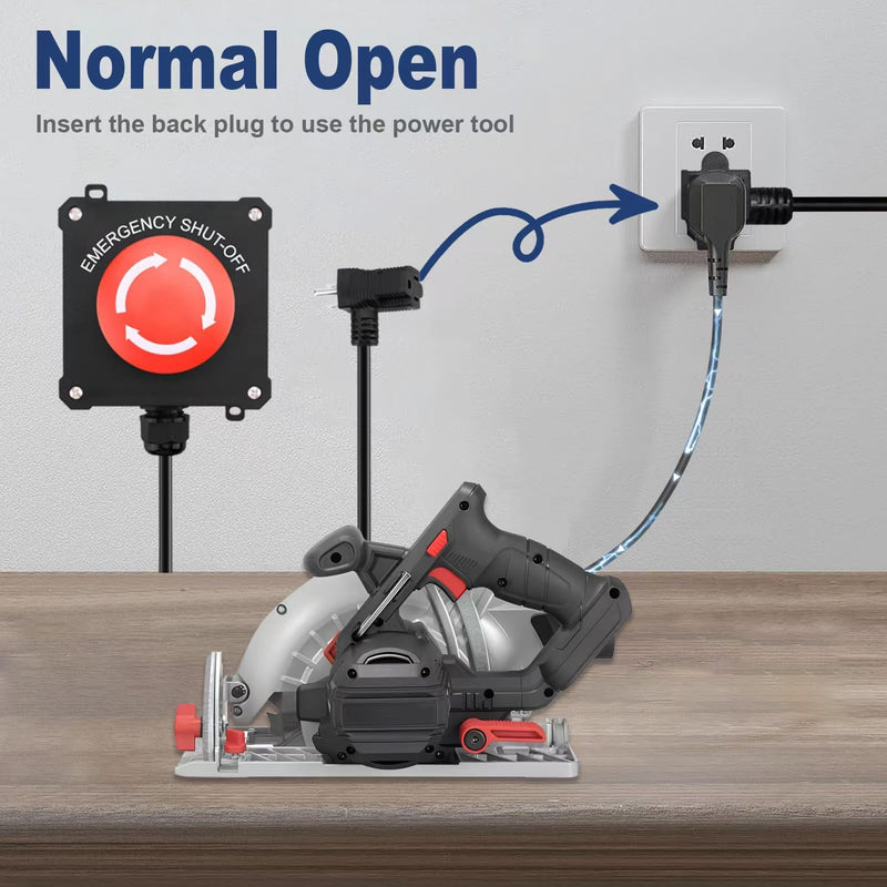 Emergency Stop Switch 440V 16A – 10ft Heavy Duty Cord with Large Button for Table Saws, Routers, Drill Presses & Workshop Machinery