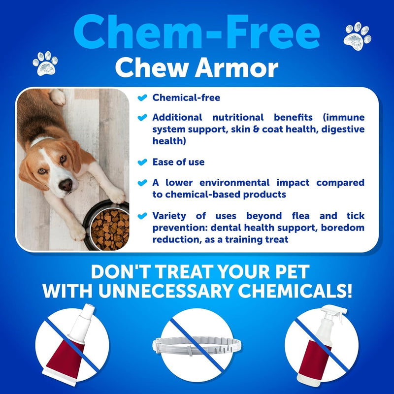 Flea and Tick Prevention for Dogs Chewables - Natural Flea Treatment Control - Supplement for Large & Small Dogs with Vitamins - Immune Support Chews - Puppy Pest Defense Oral Pills - 120 Soft Treats 120 Chews for Dogs