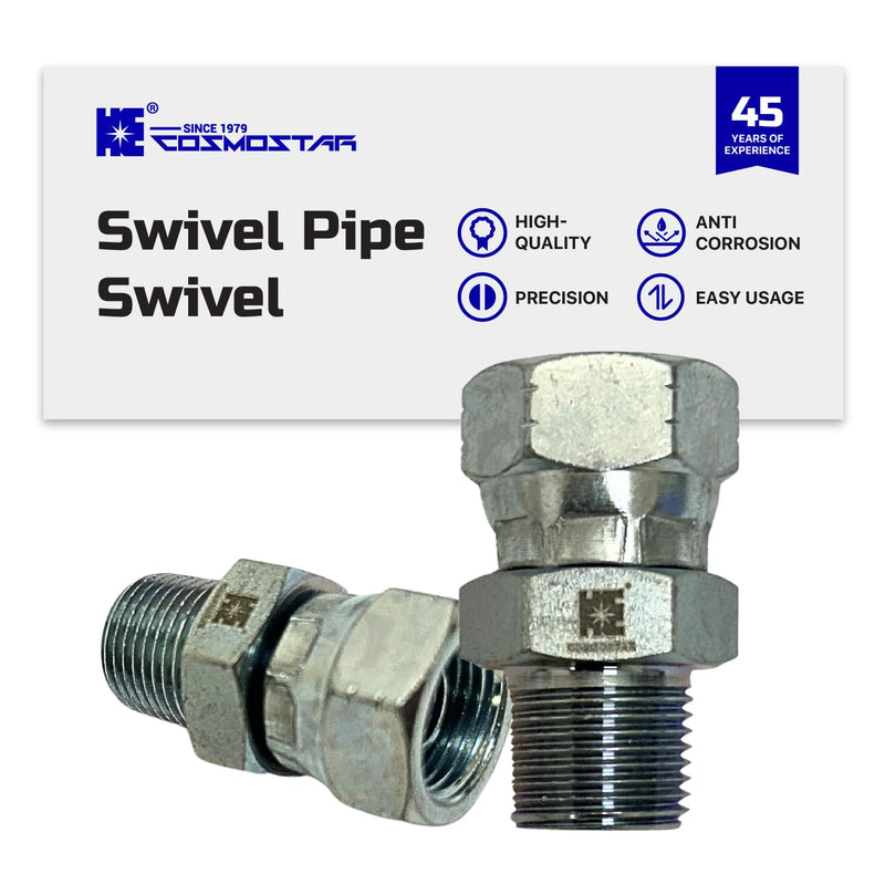 Cosmostar 3/8" NPTF Male x 3/8" NPSM Swivel Pipe Swivel, Hydraulic Adapter 1 3/8" x 3/8"
