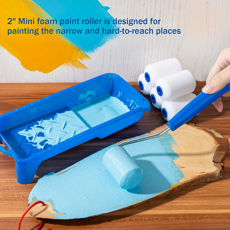 Mister Rui Foam Paint Roller, 2 Inch Mini Paint Roller Kit 10 Pack, Touch Up Small Paint Roller for Painting Wall, Door, Cabinet 2 Inch,10 Pack