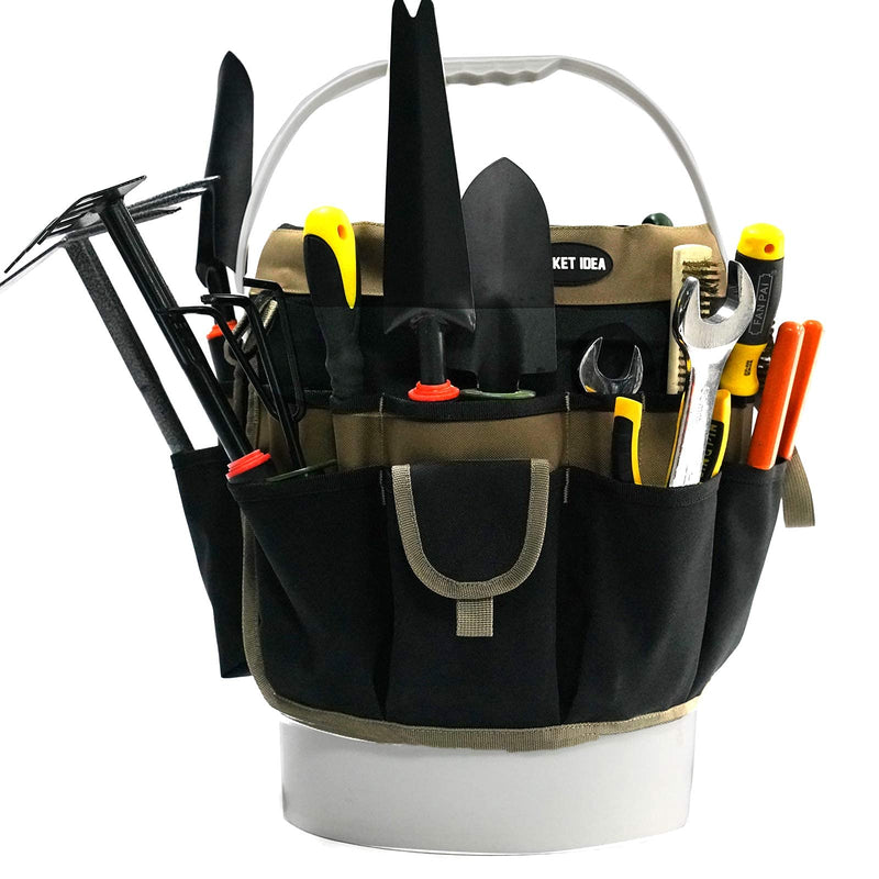 MELOTOUGH Bucket Tool Organizer With 35 Pockets Fits to 3.5-5 Gallon Bucket (Khaki) Khaki