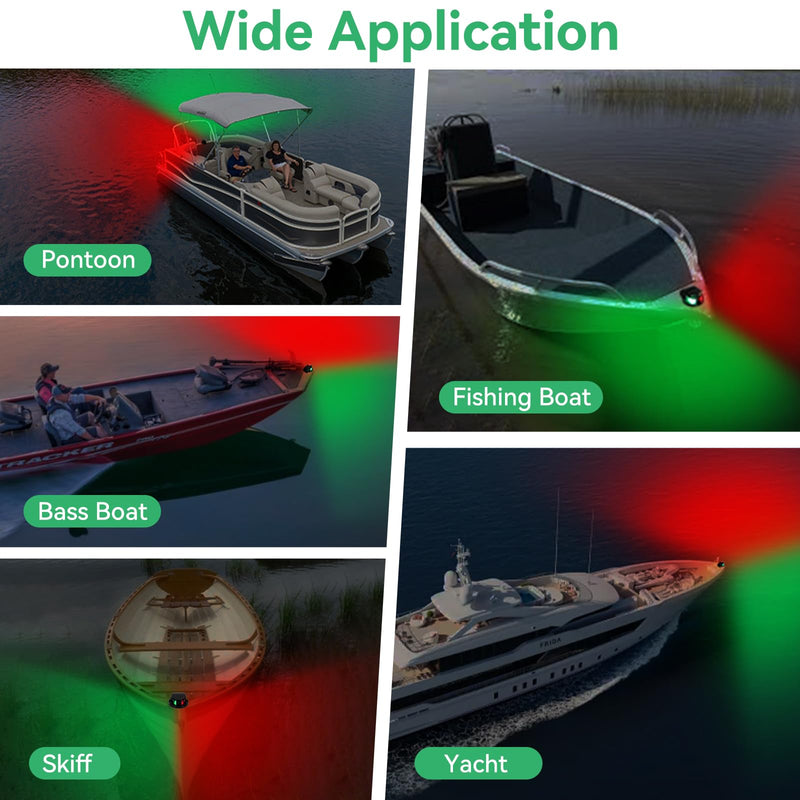 Boat Navigation Light,12V Boat Bow Light, IP67 Waterproof Red and Green Marine LED Bow Lights, Marine Nav Lights for Bow and Stern, for Pontoon, Fishing Boats, Yacht, Skiff