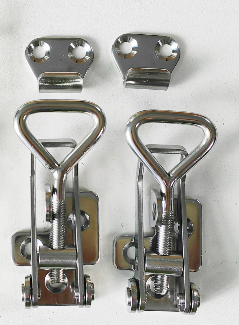 Adjustable Latch Buckle Cabinet Boxes Lever Handle Toggle Catch Latch Lock,Silver,Adjustable Range:75-95mm,2 Pcs 1S,Range:75-95mm