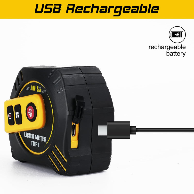 Digital Laser Tape Measure,131ft Laser Distance & 16ft Tape Measure 2 in 1 Laser Measurement, Area, Volume Laser Measure for Construction DIY Woodworker