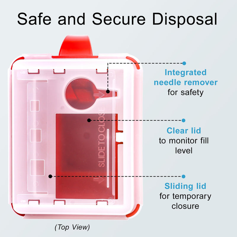 Sharps Container Small - Sharps Containers for Home Use and Labs - Portable Needle Disposal and Travel Size Biohazard Bin - 1 Quart (Pack of 1) 1.0