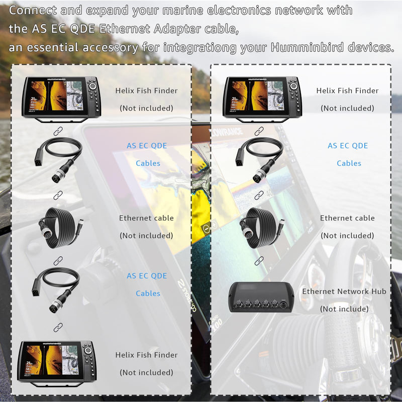 720074-12 AS EC QDE Ethernet Dongle Adapter Cable for Humminbird Helix Fish | Compatible with Humminbird Fish Finders HELIX 7/HELIX 8/HELIX 9/HELIX 10/HELIX 12,and HELIX 15 Models