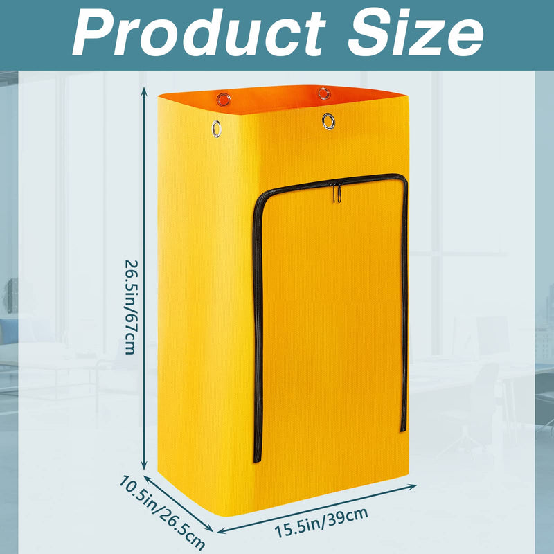 Cleaning Cart Bag Zippered Front Replacement Janitorial Cart Bag 24 Gallon Large Capacity Commercial Cleaning Bags for Cleaning Cart Housekeeping Carts, Yellow (26.5 x 15.5 x 10.5 Inch) 26.5 x 15.5 x 10.5 Inch