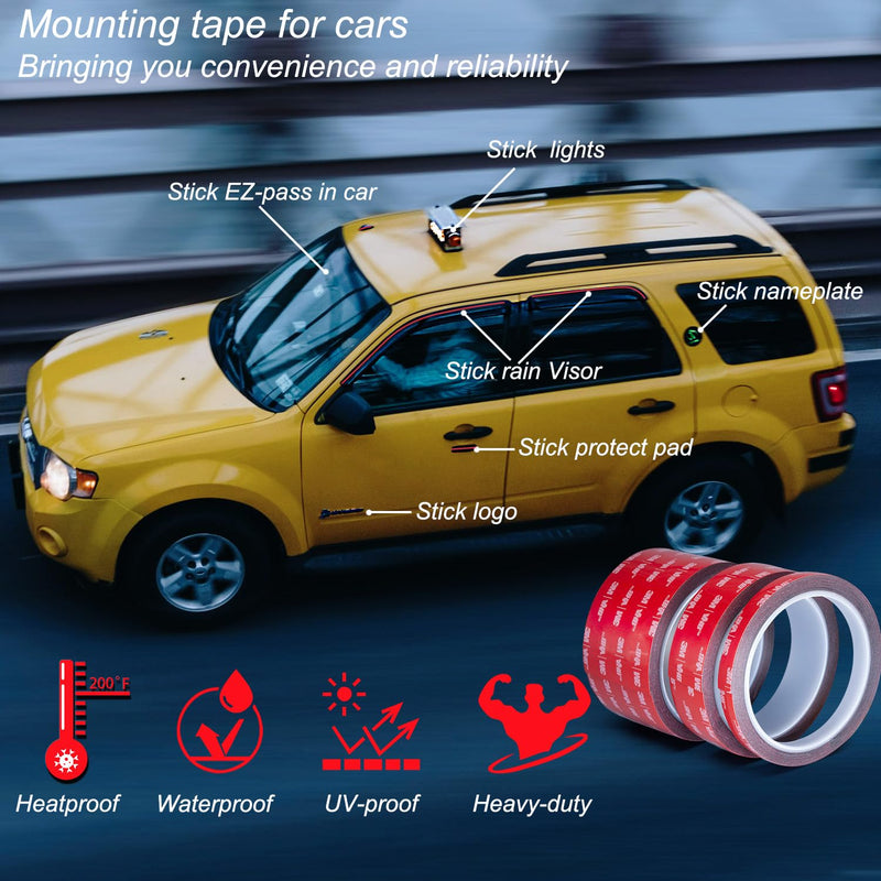 Double Sided Foam Tape,Heavy Duty,Waterproof Mounting Tape,Heat Resistant,Outdoor,Double Sided Tape for Walls, Sticky Adhesive Tape for Car,Photo Handing,LED Strip Lights,Home(0.4”x9.8FT) 0.4 inch black