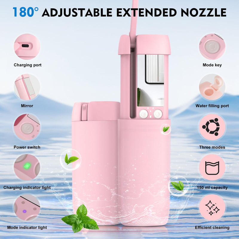 Portable Bidet for Travel, Floranest Rechargeable Electric Travel Bidet Sprayer with Adaptor, Ideal for Travel, Camping and Home Use, Delivering Powerful Cleaning Performance Pink