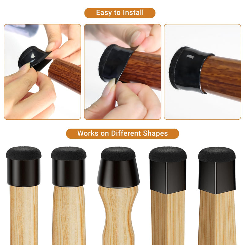 24 PCS Silicone Chair Leg Floor Protectors Extra Small(0.6"-0.8") Rubber Felt Furniture Pads Chair Legs Caps/Covers for Hardwood Floors, Tile from Scratches & Reduce Noise - Round, Black 24PCS-Black X-Small(0.6"-0.8")