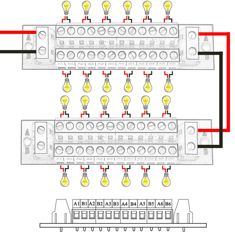16 Amp 2x12 Position Terminal Block Distribution Module Power Distribution Board for AC DC