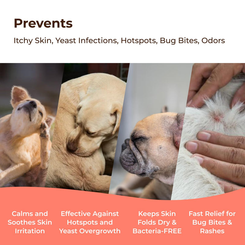 COAT DEFENSE Preventative Powder | Made in USA | 3.5oz Waterless Dog Shampoo & Pet Deodorizer for Smelly Dogs | Provides Anti Itch Relief | Dog Shampoo for Dry Itchy Skin & Dog Shampoo for Smelly Dogs