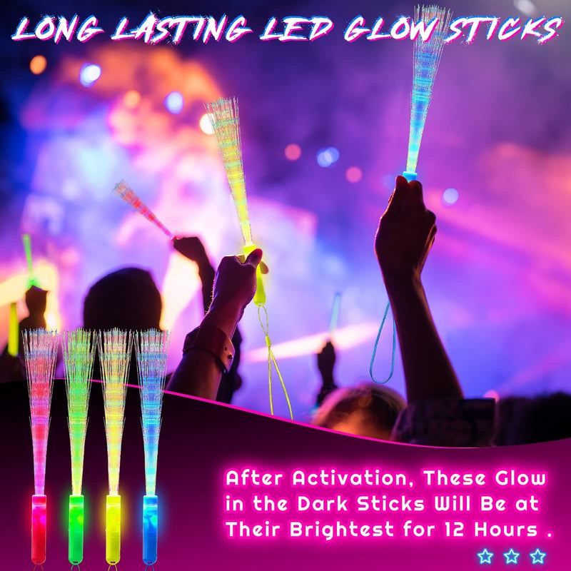 Kasyat 10 Pieces Fiber Optic Light Wand Stick Glow Flashing Wands Small Fiber Optic Wands LED Flashing Sticks LED Fiber Wands Colorful Flashing LED Wands for Christmas Party Favors Classic Color