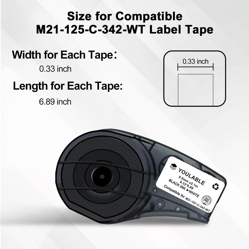 M21-187-C-342 PermaSleeve Heat Shrink Tubing for Control and Electrical Panels, Wire Harness Compatible for Authentic (M21-187-C-342) Black on White-for M210 M210-LAB M211 BMP21-PLUS