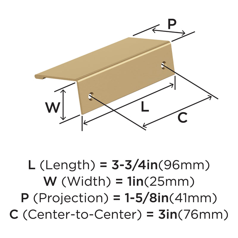 Amerock 25 Pack 3" Edge Pulls Champagne Bronze Drawer Pull 3 inch (76mm) Center-to-Center