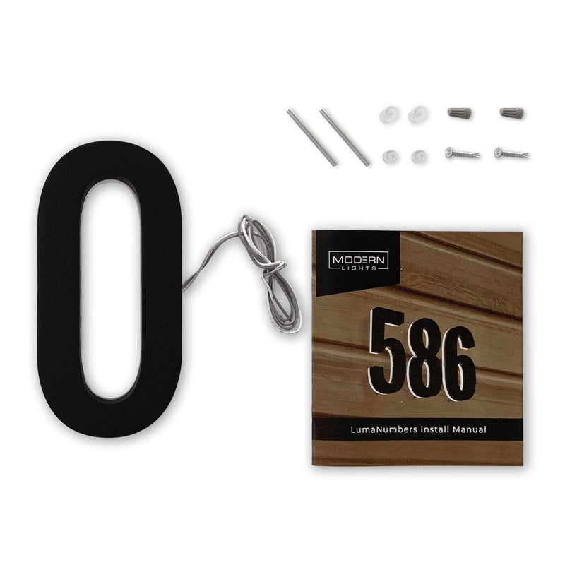 7 Inch LED House Numbers, ABS-Polymer, Premium Quality, Backlit LED 5000K Illuminated Home Address Number, Lighted House Numbers, Modern Address Numbers (1, Black) 1