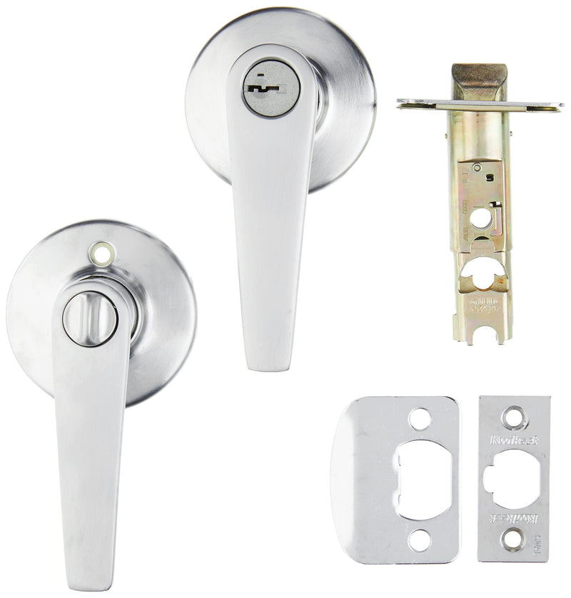 Kwikset Delta Entry Door Handle with Lock and Key, Secure Keyed Reversible Lever Exterior, Doorlock, For Front Entrance and Bedrooms, Satin Chrome, Pick Resistant Smartkey Rekey Security Traditional
