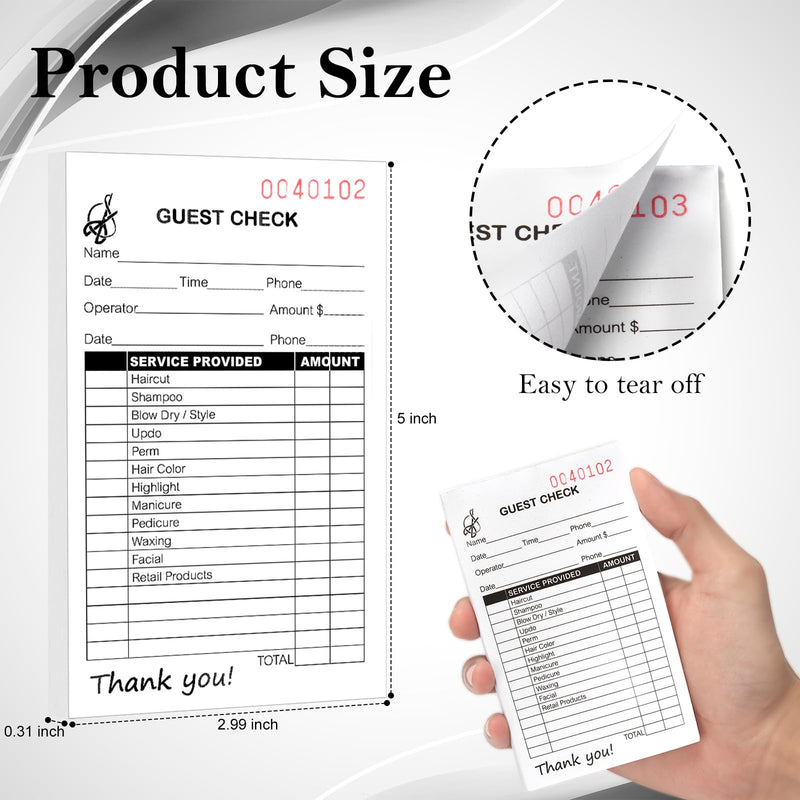 6 Pack Salon Check Pad Guest Checks Books Server Note Pads Waiter Checkbook Beauty Salon Receipt Ticket Book Barbershop Supplies 2.99×5 inch 100 Sheets for Salon Barber Shop 6