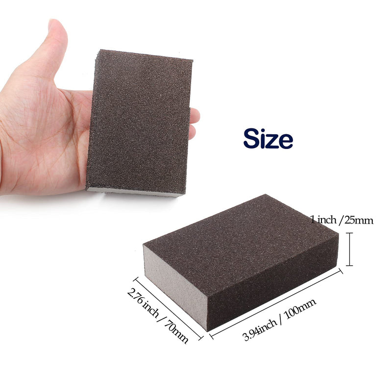 100 Grit Medium Sanding Block - 12Pcs, Wet Dry Sanding Sponge Foam Sandpaper Block Washable & Reusable Sandpaper Sponge for Drywall Wood Plastic Metal Furniture 100 Grit(Medium)