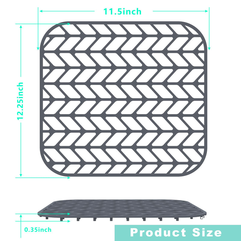 AWOKE Sink Protectors for Kitchen Sink - 12.25" x 11.5" Sink Mat - Heat-resistant Easy-clean Silicone Sink Mat - for Protection of Stainless Steel Sink 12.25" x 11.5"