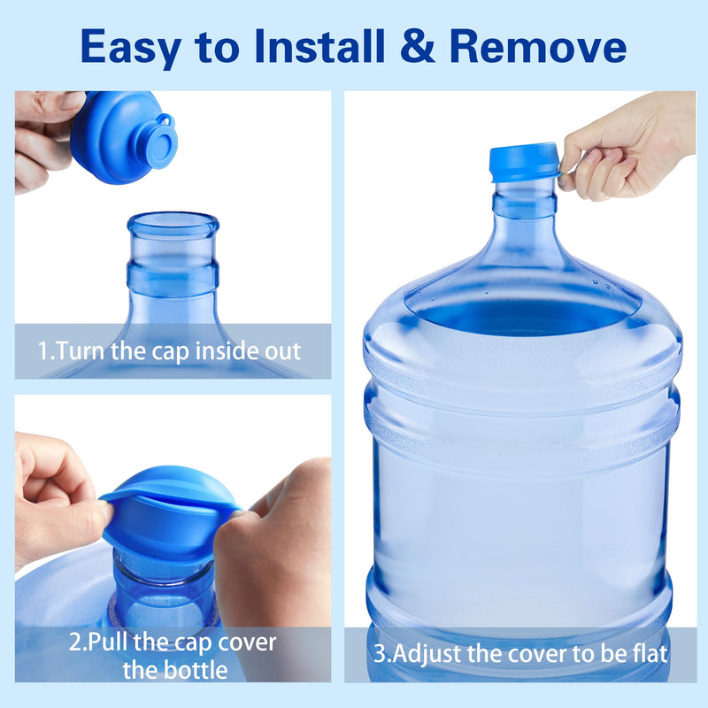 3 and 5 Gallon Water Jug Cap, Silicone Reusable Replacement Cap, Non Spill Bottle Caps for 55mm Bottle Water Dispenser Caps - Pack of 3 - NewNest Australia