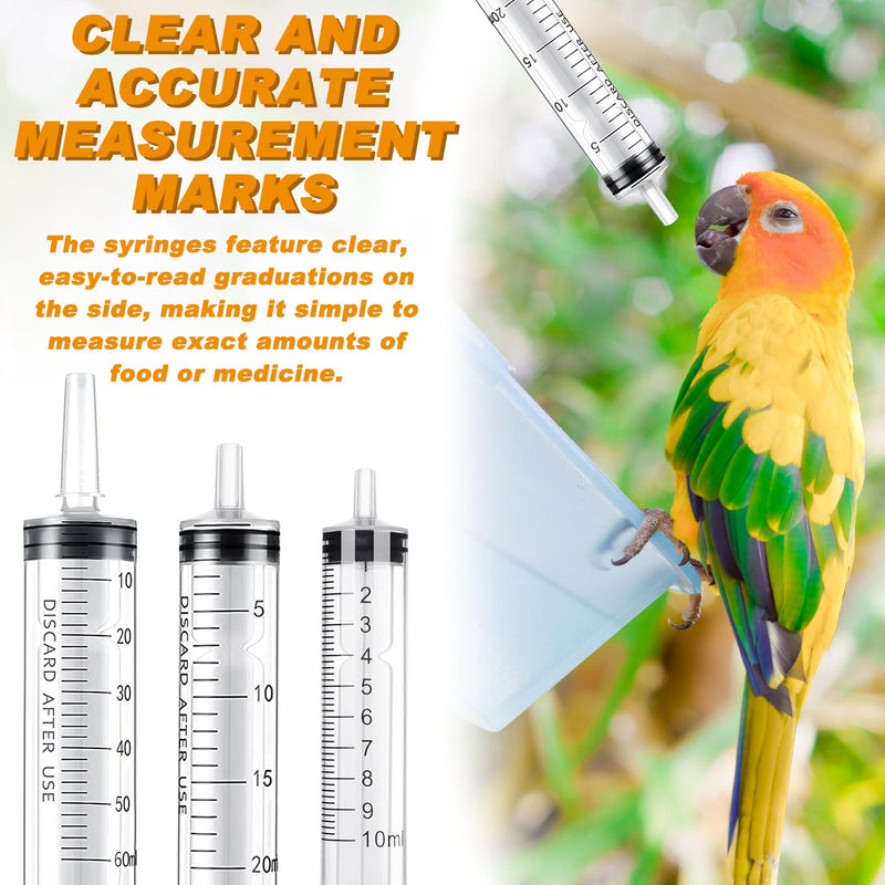 Baby Bird Feeding Syringe Set Baby Bird Parrot Small Pet Manual Feeding Syringe Set for Parrot Small Pet Syringe with Spoon Tip & Tubes (10ml+10ml+20ml+60ml)