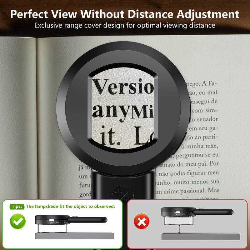 Hayve Digital Magnifying Glass with 2" IPS Screen 100X Magnifying Glass with Light, Coin Magnifier for Jewelers Loupe, White & Purple Lights, Windows Compatible 2-inch Black