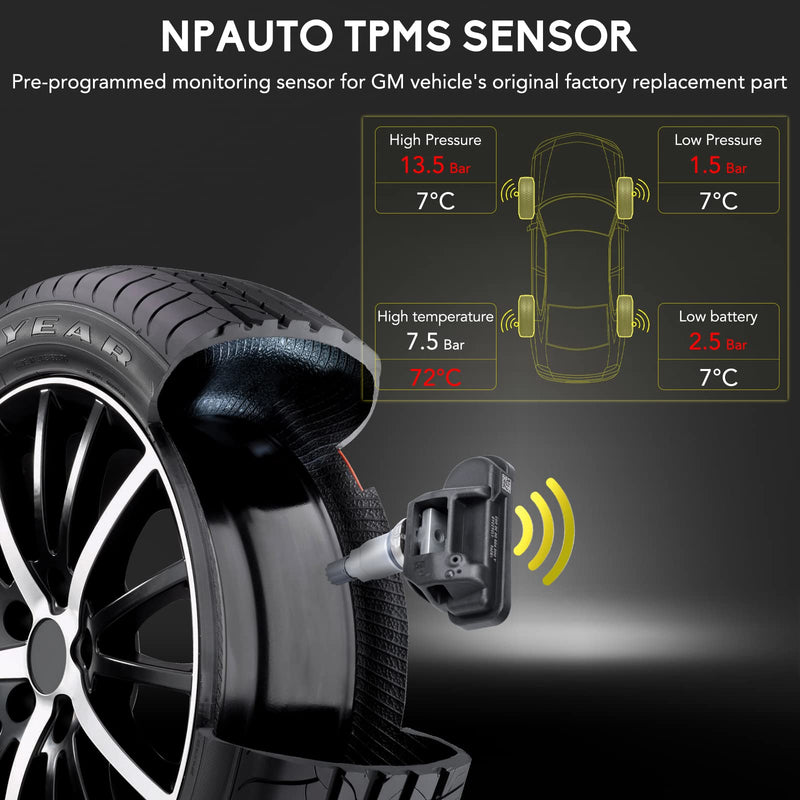 NPAUTO TPMS Sensor Fits for Smart Fortwo, Mercedes Benz C300 C350 C63/CL63 AMG CL550 CL600 B250 C230 C250 C280 E350 ML350 & More, 4-Pack Tire Pressure Monitoring System Sensors Replace# A0009050030