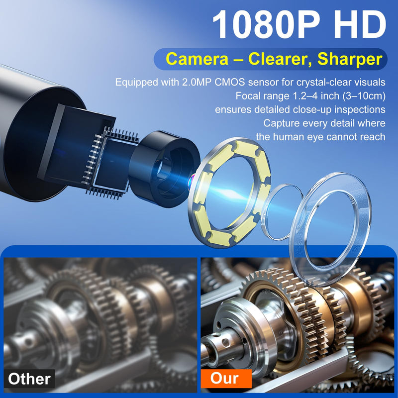 Industrial Endoscope Borescope with 4.3" Screen, 8mm Waterproof Camera, Semi-Rigid Cable, Inspection Camera with 8 LED Lights for Plumbing, Automotive, HVAC, Electrical Repair (5M (16.4FT)) 5M (16.4FT)