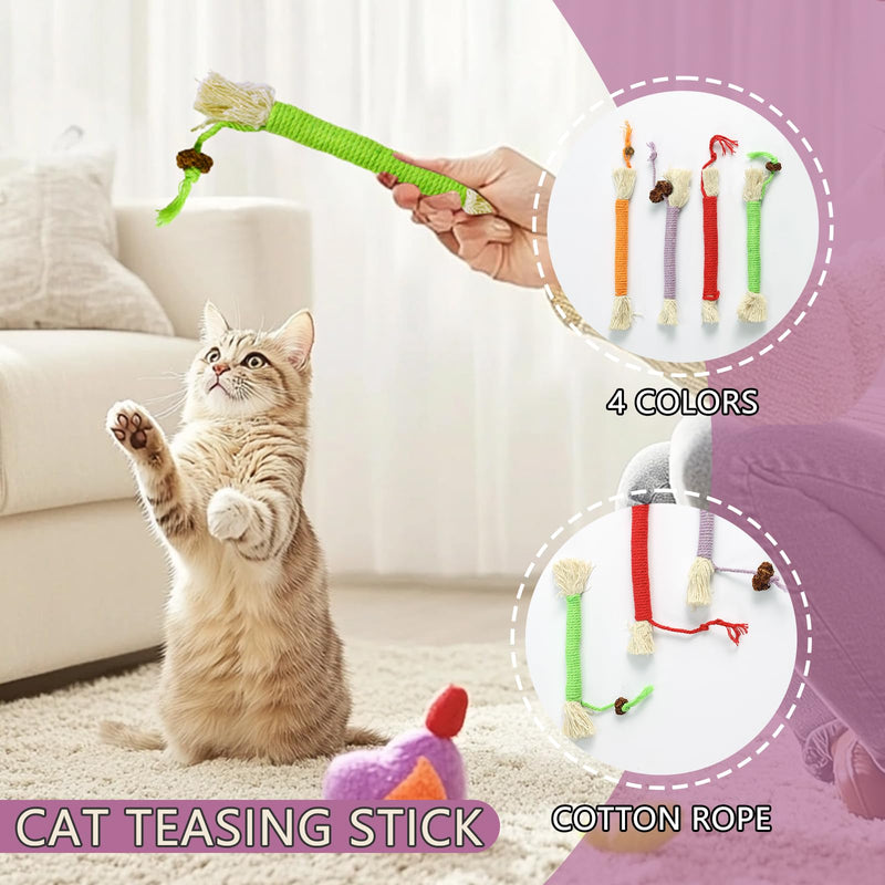 Cat Chew Toy 3PCS Sisal Rope Cat Chew Toys Kitten Teething Toys for Indoor Cats Kitten Chew Toys Teething Bite Resistant Rope Toy Chew for Cats Interactive Play