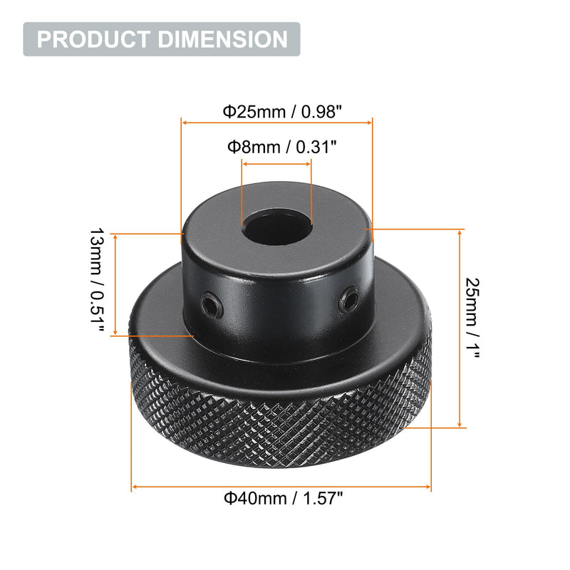 HARFINGTON Aluminum Alloy Handwheel 40mm OD 8mm Bore Aluminum Milling Machine Handle Machine Tool Hand Wheel with Wrench and 2pcs Screws for Milling Machine Lathe, Black 40mm x 8mm