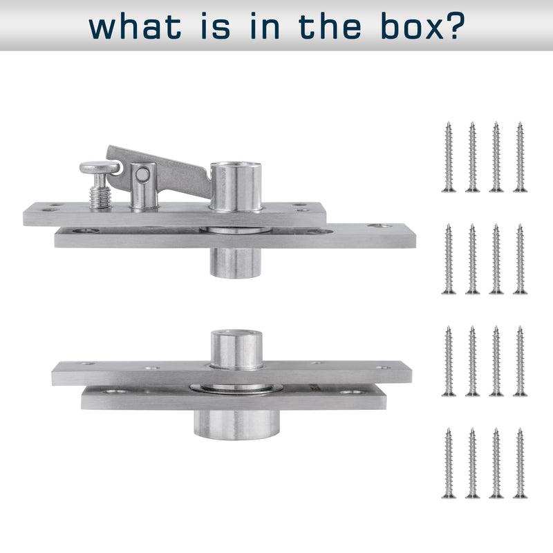 Pivot Door Hinges,Stainless Steel 360° Rotation Invisible Hinge for Bookcase, Murphy Door Hinges,Secret Door Hidden Hinges (150KG &360°) 150 KG RDZ-03-Pivot Hinge-Satin Brushed