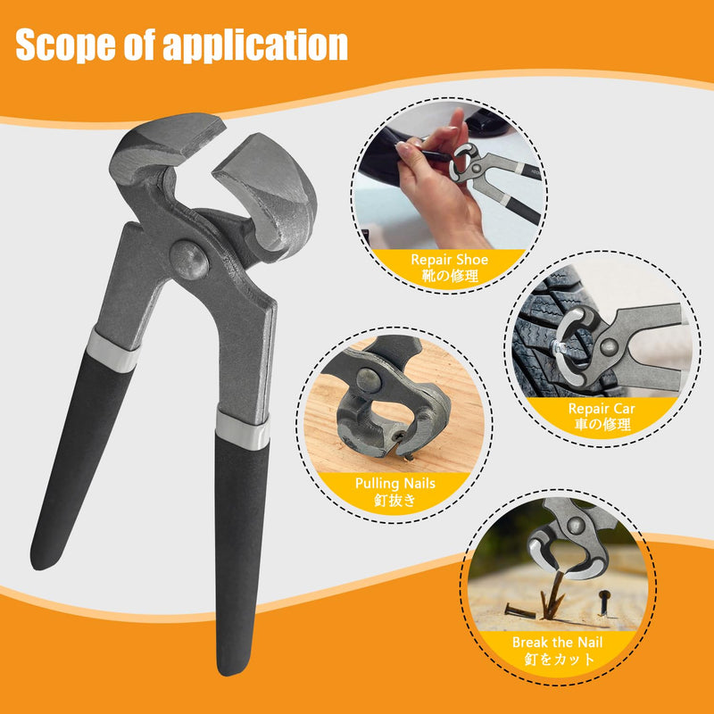 BOOSDEN Nail Puller,8 inch, Nail Remover,Nippers,Cutting Pliers,Carpenter Tools,Staple Puller,Nail Puller Tool,End Cutting Pliers,Nail Remover Tool,Nail Pliers Cats Paw Nail Puller,Nail Pulling 8 Inch End Cutting Pliers