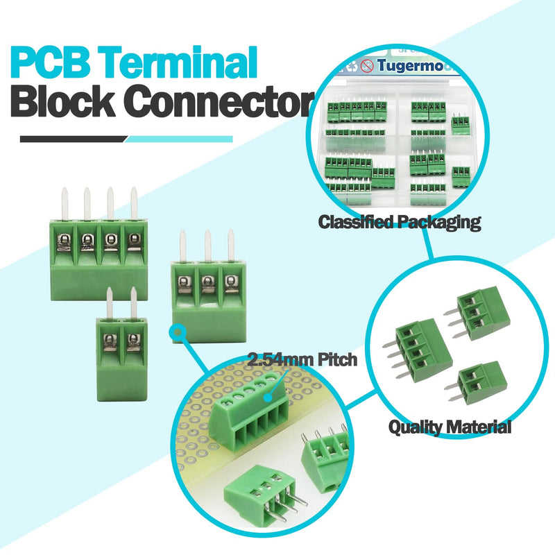 25PCS 2.54mm/0.1inch Pitch PCB Mount Screw Terminal Block Connector 2Pin 3Pin 4Pin Circuit Board Connectors PCB Wiring Terminals OLA009-25 25PCS KIT(2P3P4P)