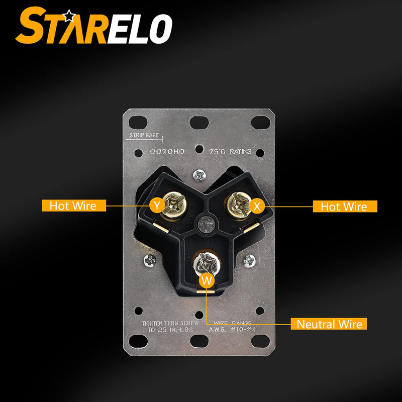 STARELO Flush Mounting Receptacle 10-30R, 30A 125/250V 3 Pole 3 Wire, No Grounding, Straight Blade, Outlet for Electric Dryers, Heavy Duty Industrial Grade Power Receptacle, (10-30R)