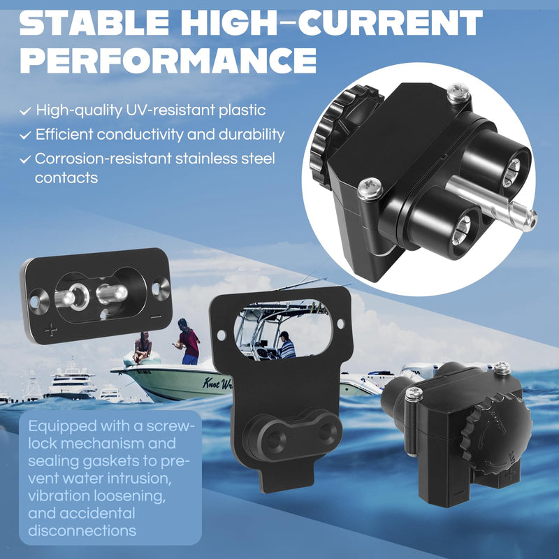 DC Trolling Motor Plug Replace for Battery Tender Power Connector, 027-0004-KIT Power Connector for 12V, 24V, 36V, 48V Systems, 80A/90A Capacity (L-Shaped & Linear)