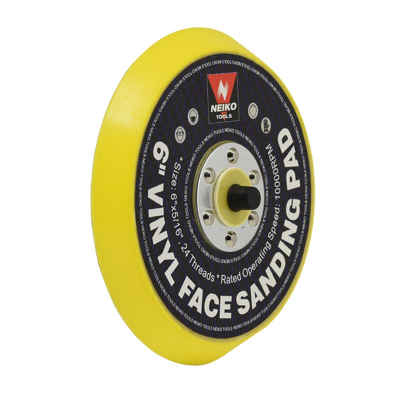 NEIKO 30262A 6" Sanding Pad with Vinyl PSA Backing, 5/16” Arbor with 24 Thread Mounts, 10,000 RPM, Sanding Pads are Ideal for Orbital and Dual Action Sander Backing Pad 6"