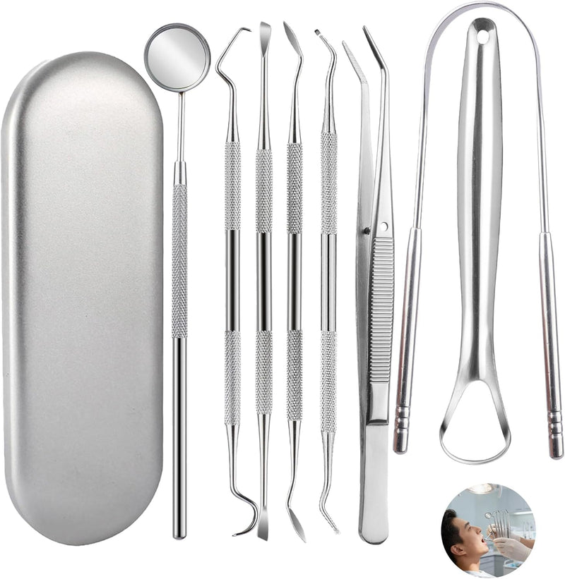 Tartar Remover Teeth Cleaning Set, 6 Dental Care Set, Dental Teeth Cleaning Kit, with Dental Probe Dental Mirror Tooth Cleaner - Teeth Cleaning Between Spaces Remove Tartar Yourself - NewNest Australia