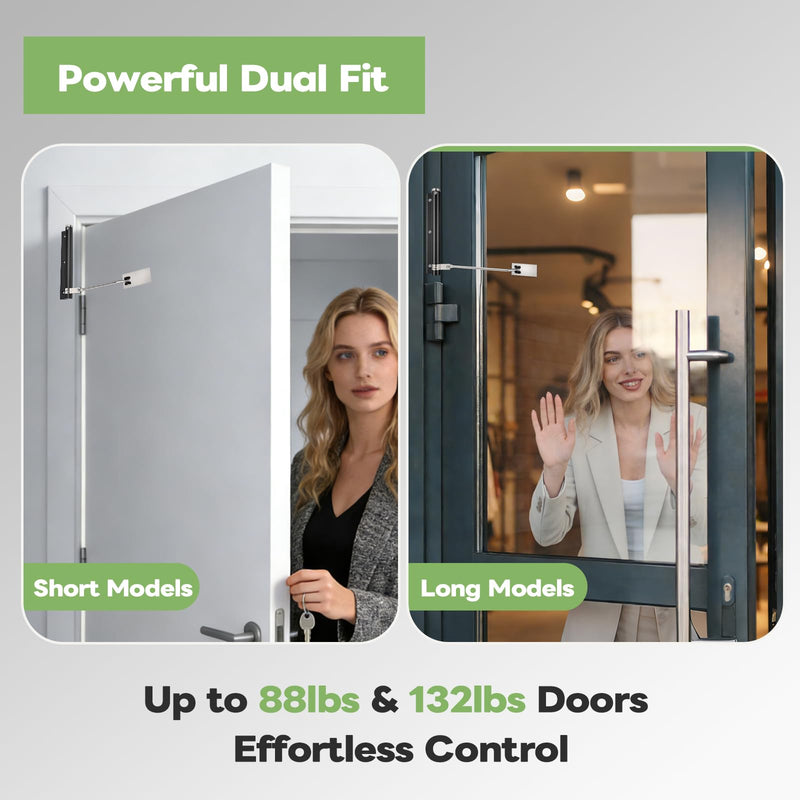 Automatic Door Closer, Stops Door Slamming, Ultra-Quiet Soft Close for Home & Apartment Doors, Upgraded Aluminum Roller Arm, Scratch-Free, Adjustable Speed, Self Closing Spring Door Closer, White Painted White Small Size – Doors up to 88 lbs