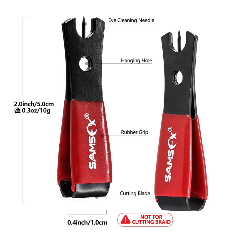 SAMSFX Fly Fishing Nippers, Tippet Cutter, Leader or Line Clipper with Hook Eye Cleaner & Comfy Grip, Zinger Retractors Combo Oval Retractors, 24" Nylon Cord