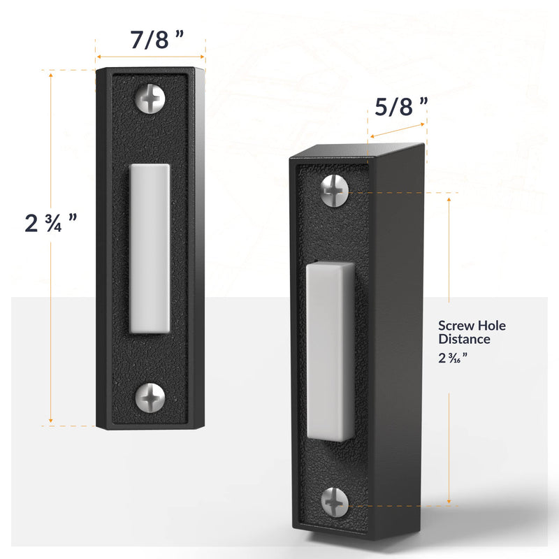 Newhouse Hardware LED Lighted Sturdy Plastic Door Chime Push Button BT4BL Black | Classic Rectangular Lighted Door Bell Button | Replacement Wired Doorbell Button for Most Door Bell Chimes