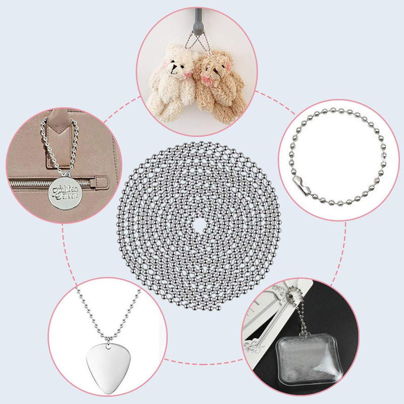 Ceiling Fan Pull Chain Metal Fan pull chain extension, ceiling fan chain connector,Diameter 3.2mm 6.5 Feet Long with 6 PCS Connector (Silver) Extension (Silver)