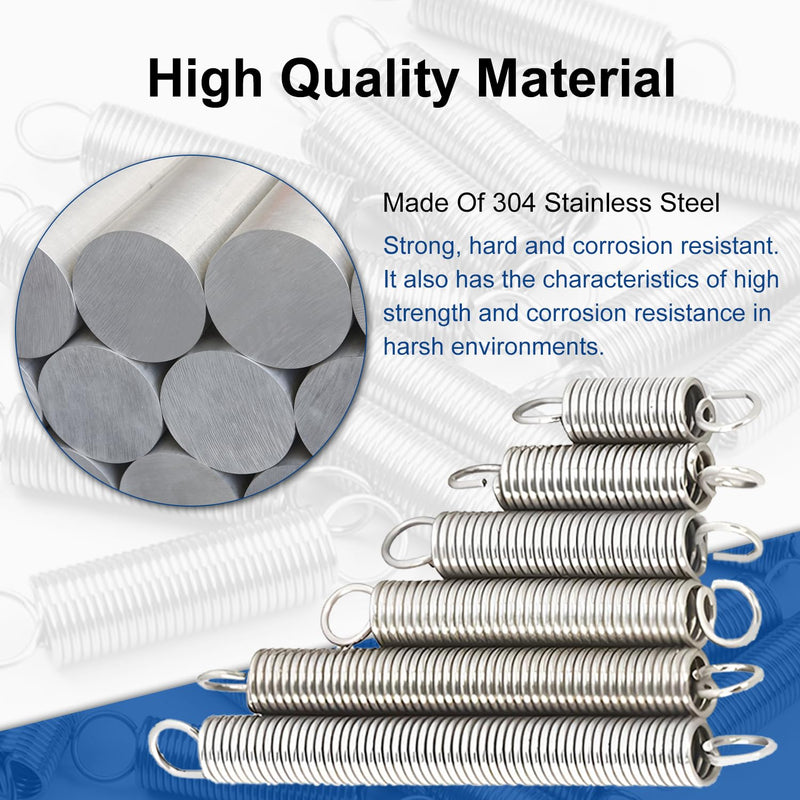 MroMax 2Pcs Tension Springs Stainless Steel, Extended Compressed Spring, Wire Diameter 0.05", OD 0.39", Free Length 1.97", Tension Spring with Hooks for Replacement Parts,Machinery Furniture 1.2mm x 10mm x 50mm 2