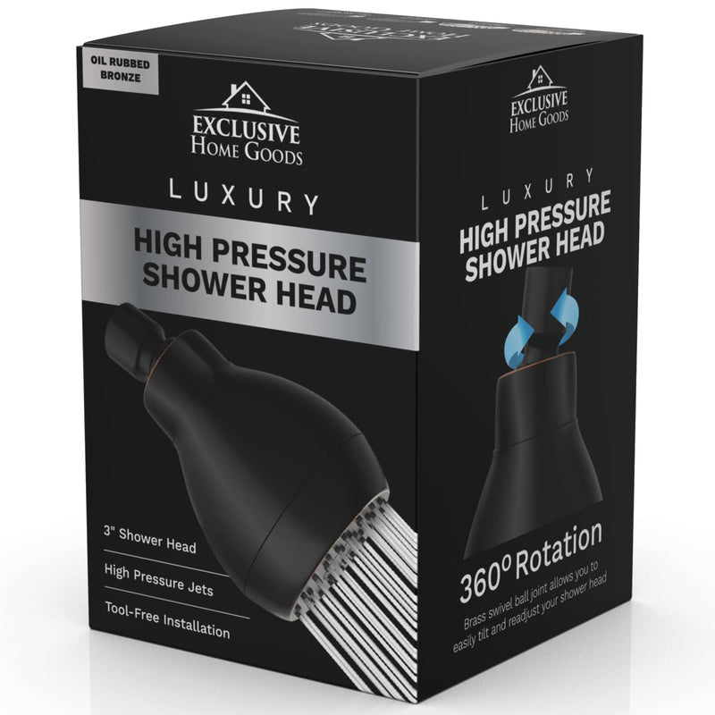 High Pressure Shower Head - Powerful Deluxe Bathroom Showerhead with Strong Spray Stream Universal Fit Works with High and Low Water Flow 1.8 1.8 GPM Oil Rubbed Bronze